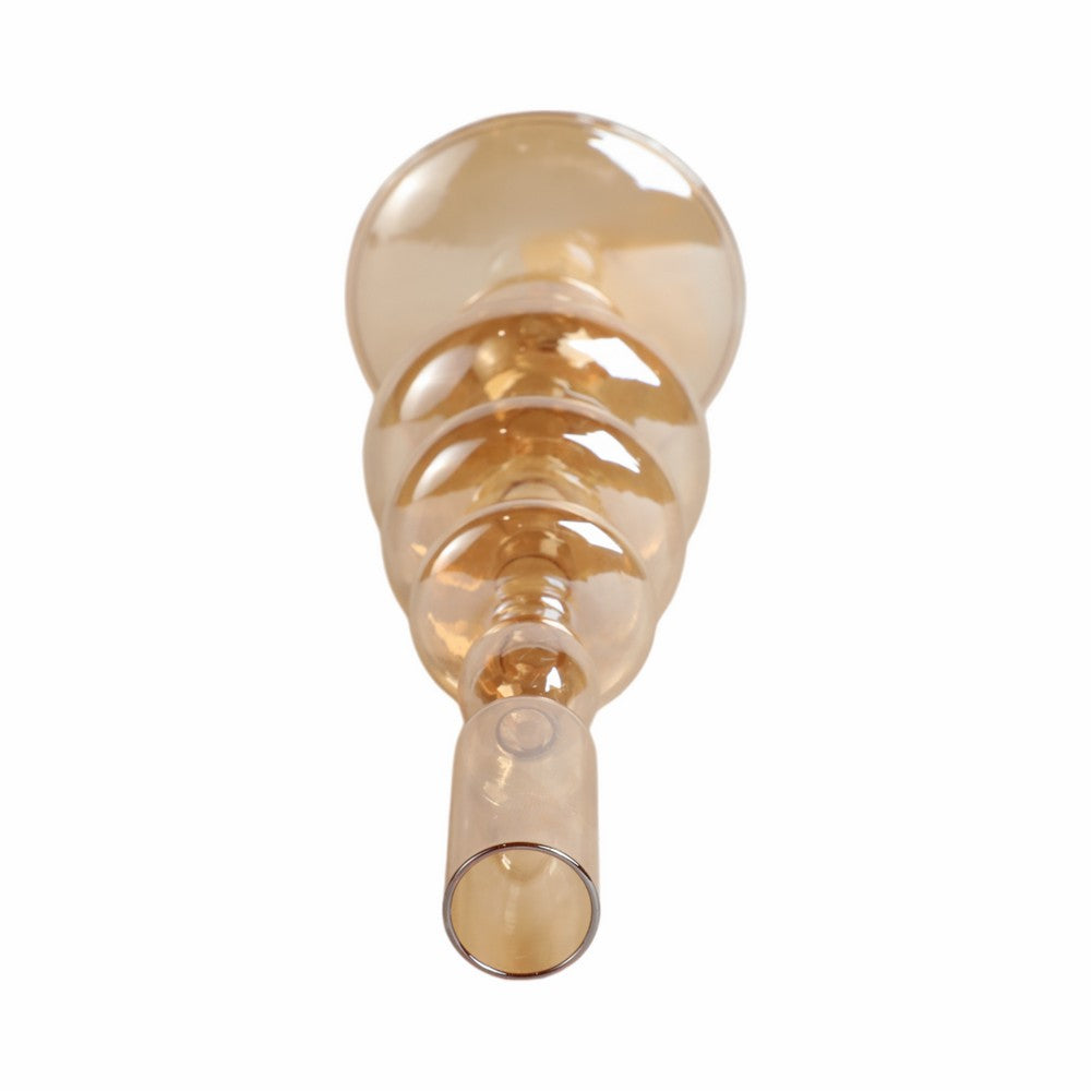Bela Taper Candle Holder | Tiered Bubble Shape | Vintage Gold Luster Glass