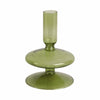 Sven Vintage Taper Candle Holder | Rounded Olive Green Glass 5" Tall