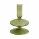 Sven Vintage Taper Candle Holder | Rounded Olive Green Glass 5" Tall