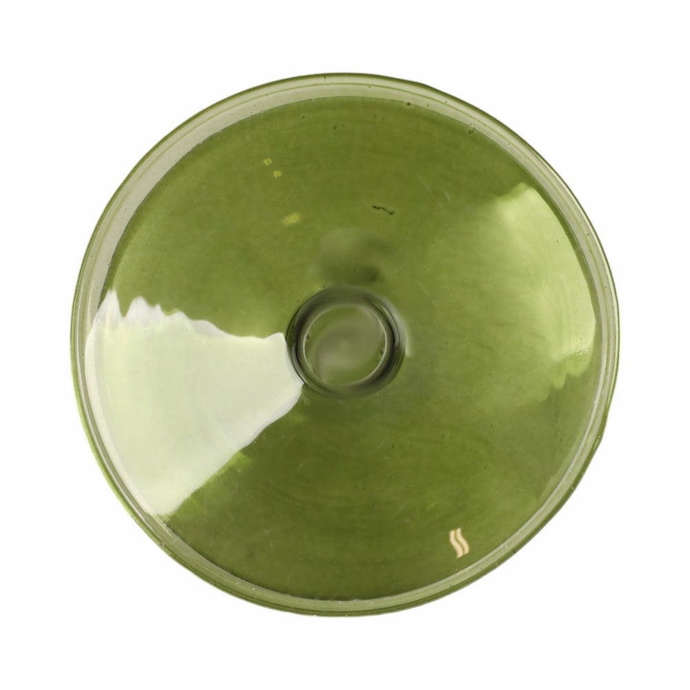 Sven Vintage Taper Candle Holder | Rounded Olive Green Glass 5" Tall