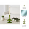 Sven Vintage Taper Candle Holder | Rounded Olive Green Glass 5" Tall