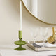 Sven Vintage Taper Candle Holder | Rounded Olive Green Glass 5" Tall