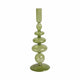Vintage Taper Candle Holder | 11" Olive Green Rounded Bubble Glass