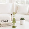 Vintage Taper Candle Holder | 11" Olive Green Rounded Bubble Glass