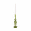 Vintage Taper Candle Holder | 11" Olive Green Rounded Bubble Glass