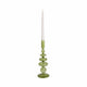 Vintage Taper Candle Holder | 11" Olive Green Rounded Bubble Glass