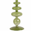 Vintage Taper Candle Holder | 11" Olive Green Rounded Bubble Glass