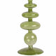 Vintage Taper Candle Holder | 11" Olive Green Rounded Bubble Glass