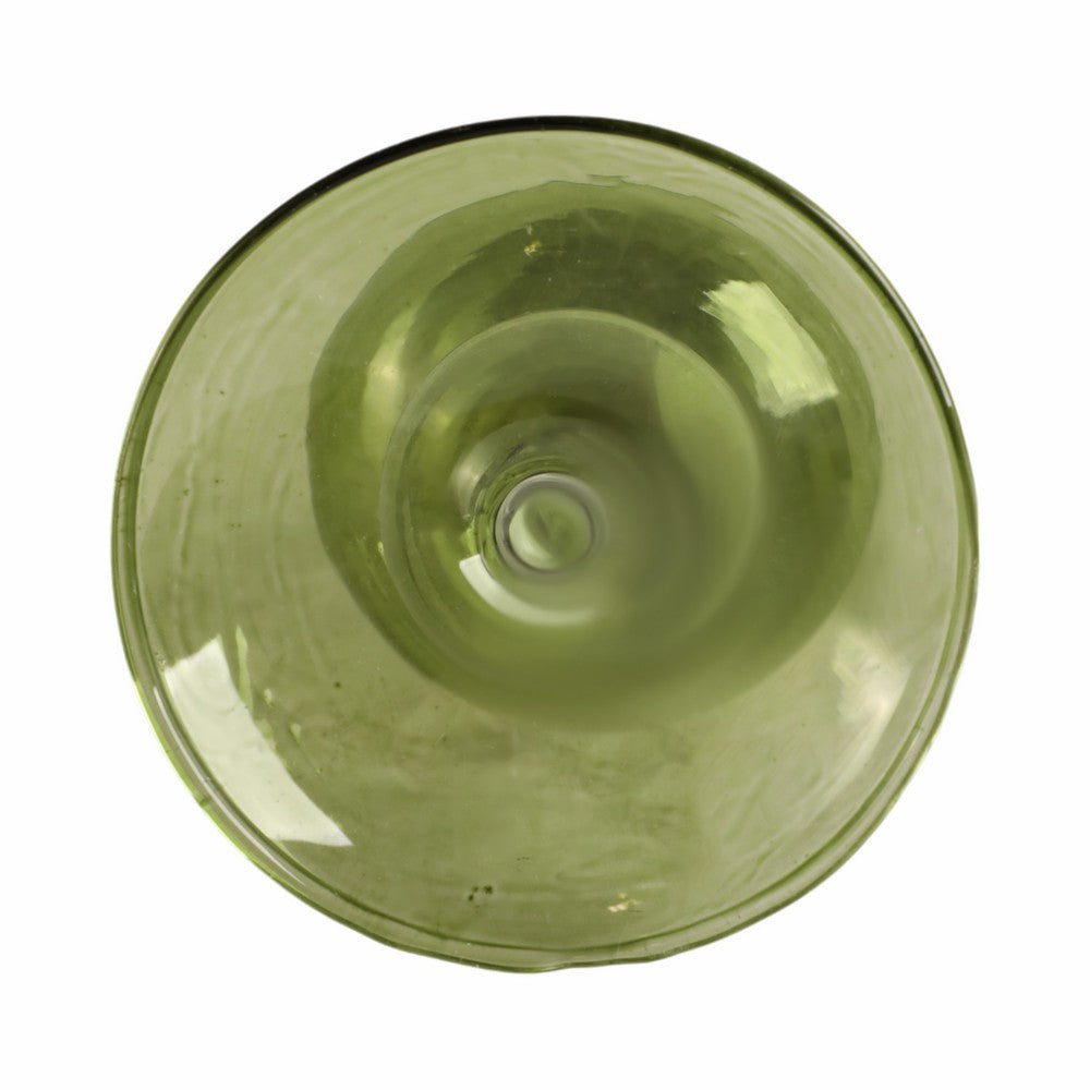 Vintage Taper Candle Holder | 11" Olive Green Rounded Bubble Glass