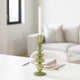 Vintage Taper Candle Holder | 11" Olive Green Rounded Bubble Glass