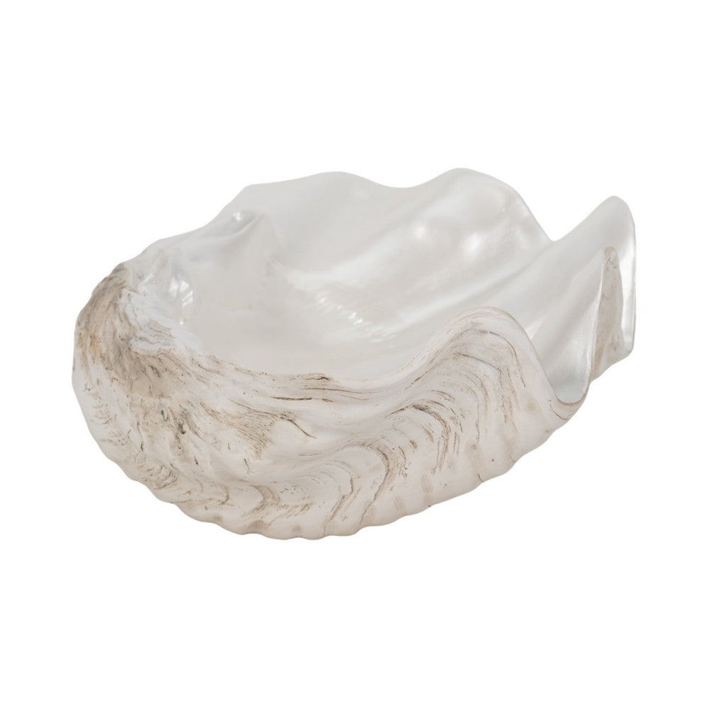 Decorative Pearlized Clam Shell Bowl | Coastal Accent Ivory | 10"