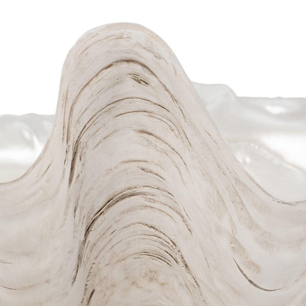 Decorative Pearlized Clam Shell Bowl | Coastal Accent Ivory | 10"
