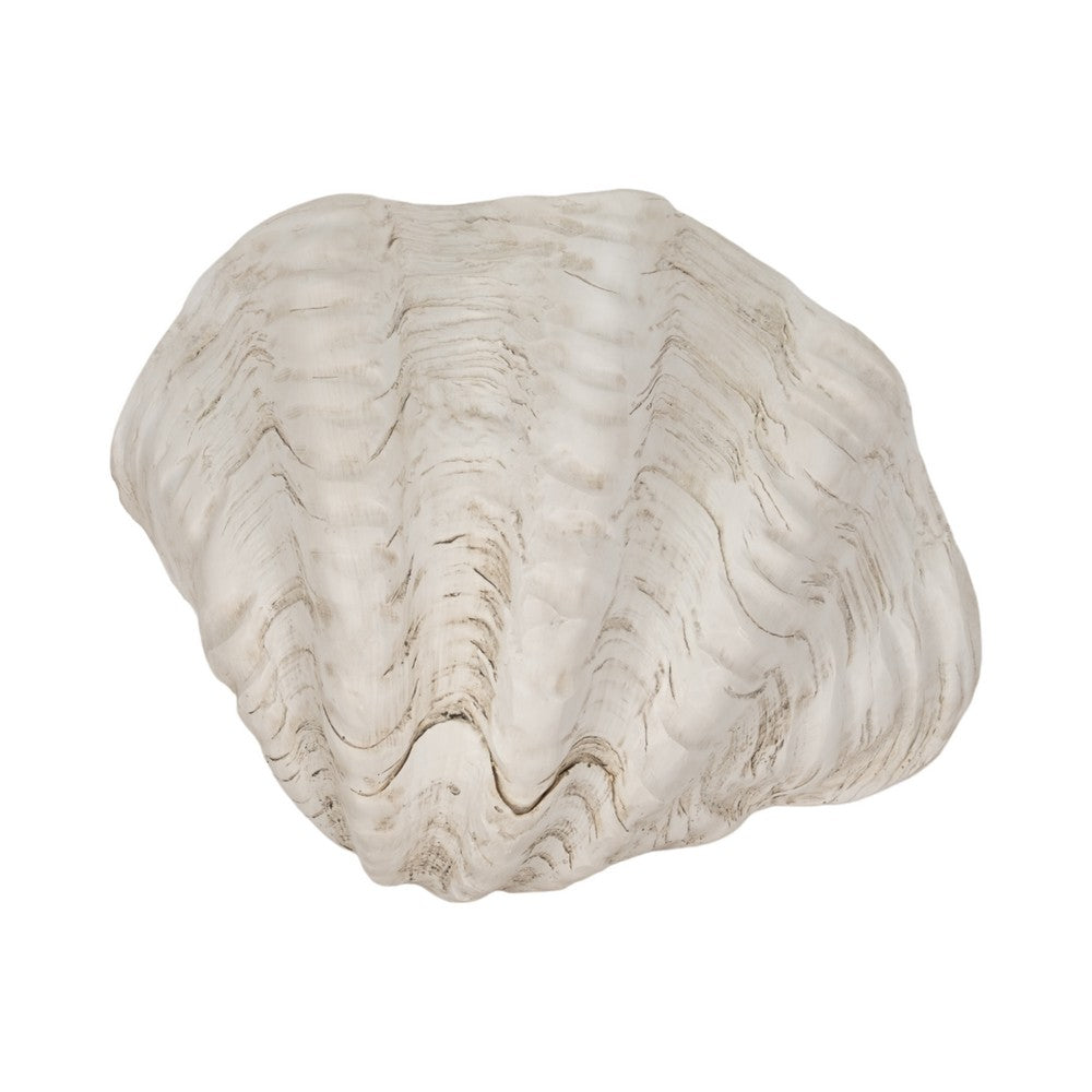 Decorative Pearlized Clam Shell Bowl | Coastal Accent Ivory | 10"