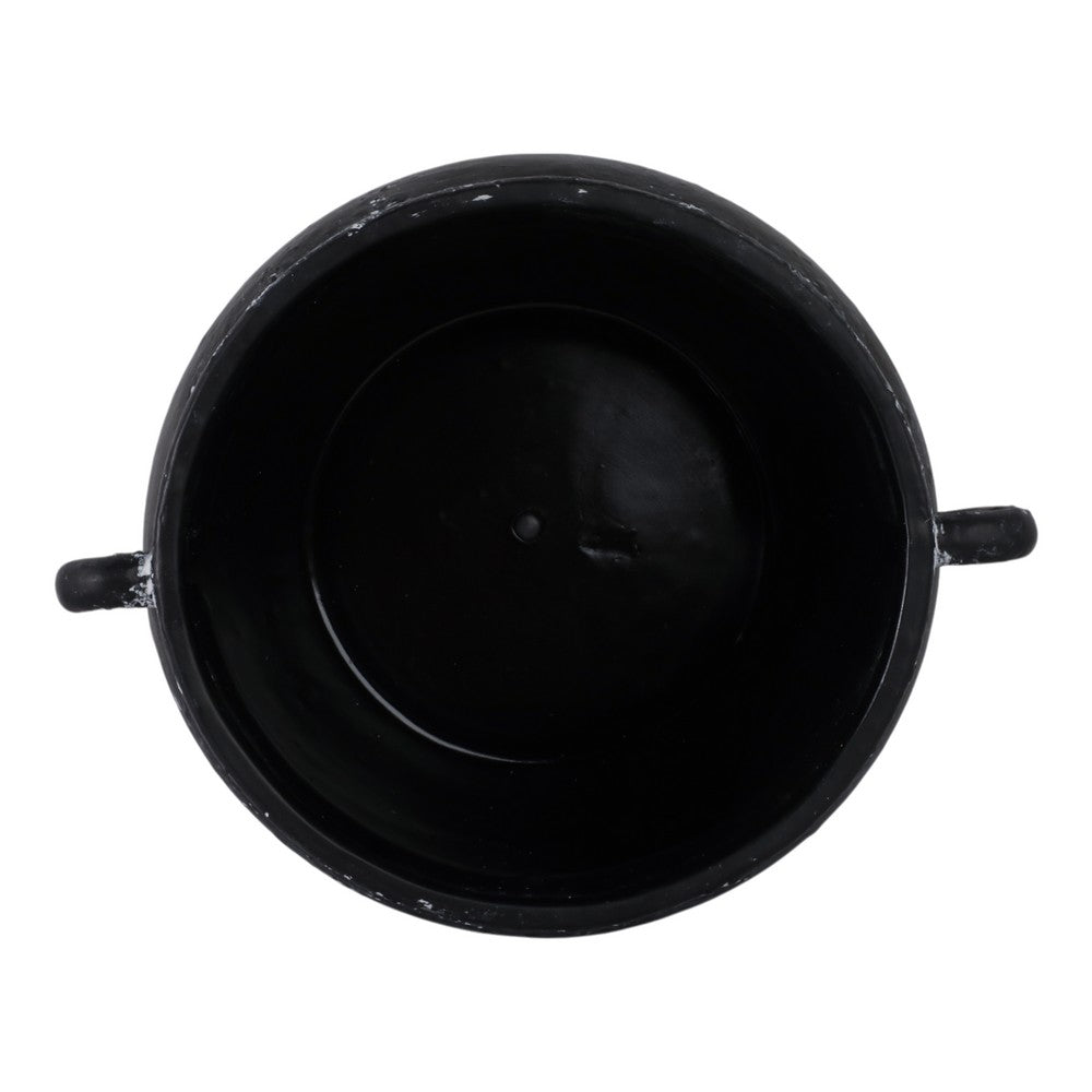 Outdoor Decorative Planter | Jug Shape w Handles | 12" Black Ceramic