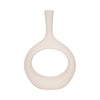 Decorative Vase w Round Cutout | Rough Textured White Ceramic | 24"