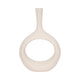 Decorative Vase w Round Cutout | Rough Textured White Ceramic | 24"