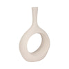 Decorative Vase w Round Cutout | Rough Textured White Ceramic | 24"
