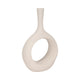 Decorative Vase w Round Cutout | Rough Textured White Ceramic | 24"