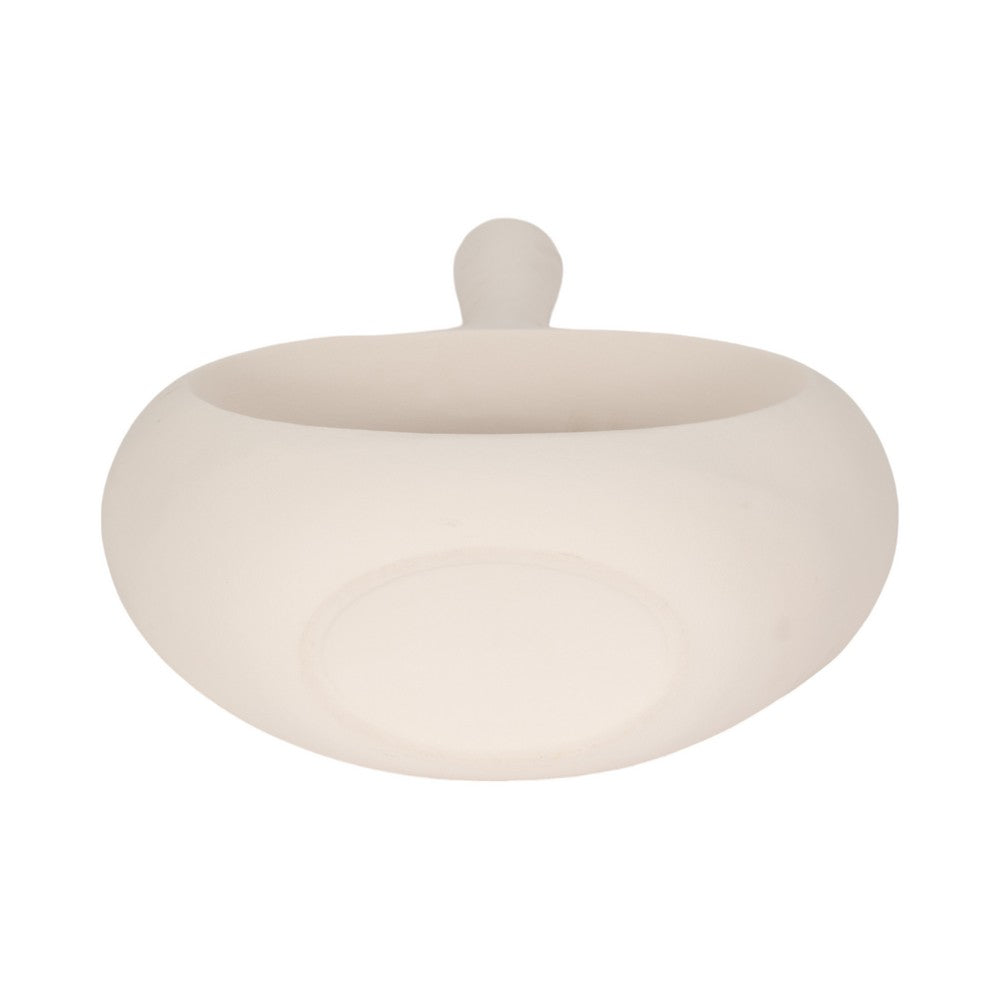 Decorative Vase w Round Cutout | Rough Textured White Ceramic | 24"