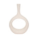 Decorative Vase w Round Cutout | Rough Textured White Ceramic | 24"