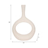 Decorative Vase w Round Cutout | Rough Textured White Ceramic | 24"