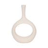 Decorative Vase w Round Cutout | Rough Textured White Ceramic | 24"