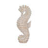 Zyna Curved Seahorse Figurine | Wicker-Style Texture | White Resin 12"