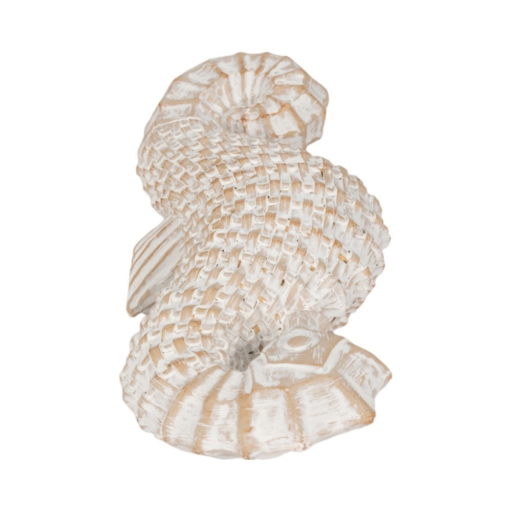 Zyna Curved Seahorse Figurine | Wicker-Style Texture | White Resin 12"