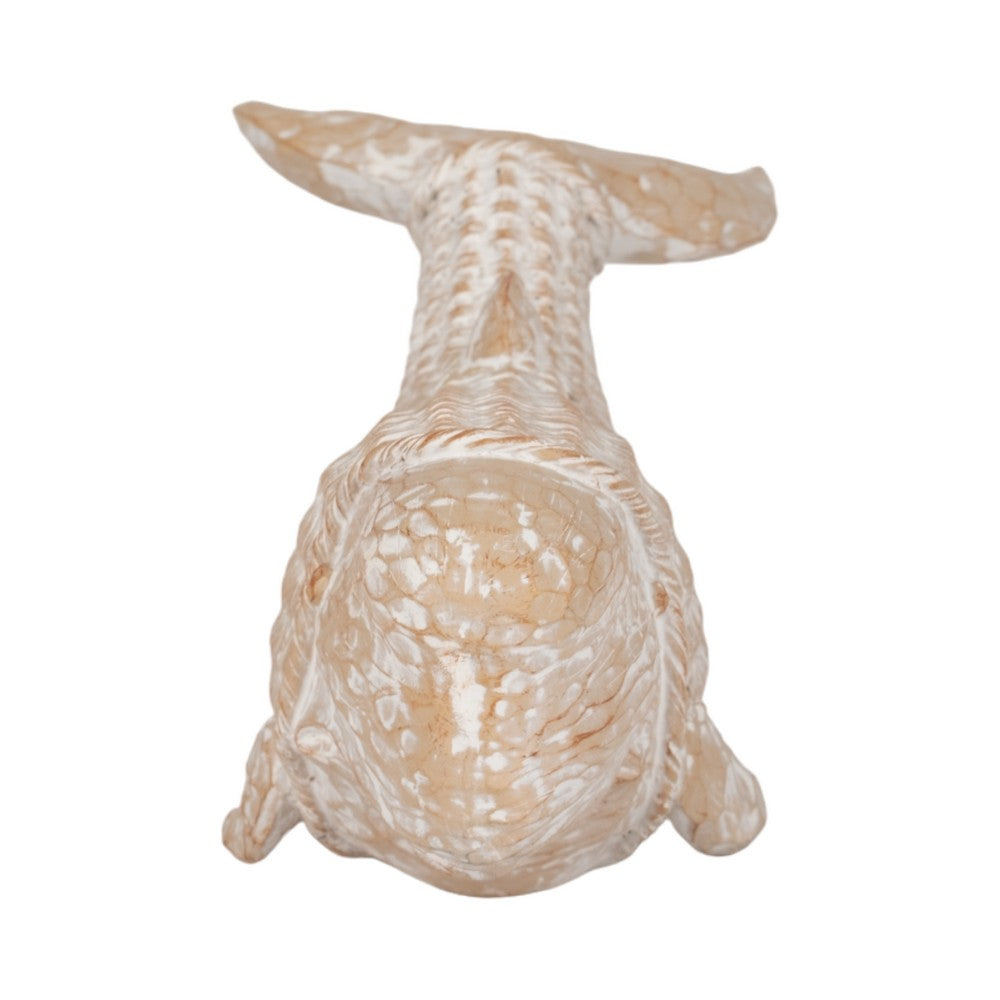 Flint Beluga Whale Figurine | Woven Wicker-Style Design | White Resin 16"