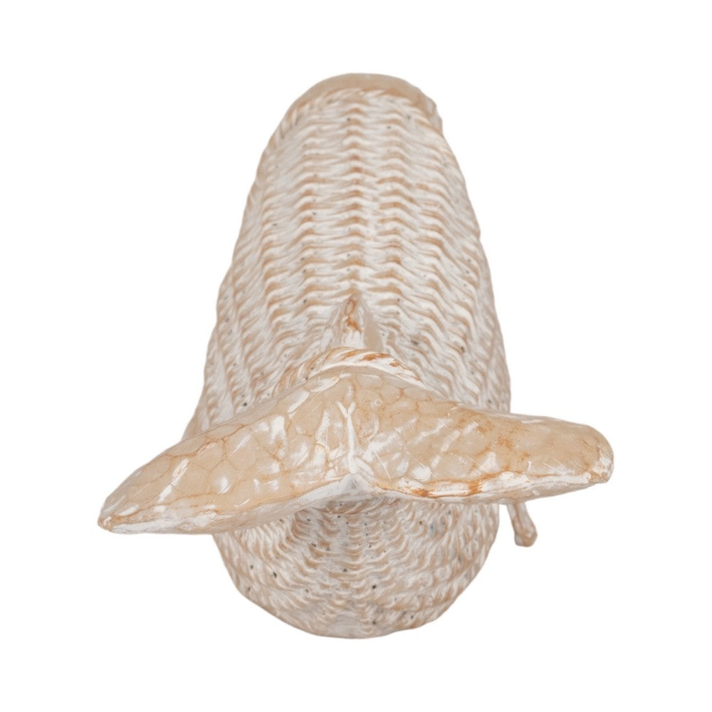 Flint Beluga Whale Figurine | Woven Wicker-Style Design | White Resin 16"