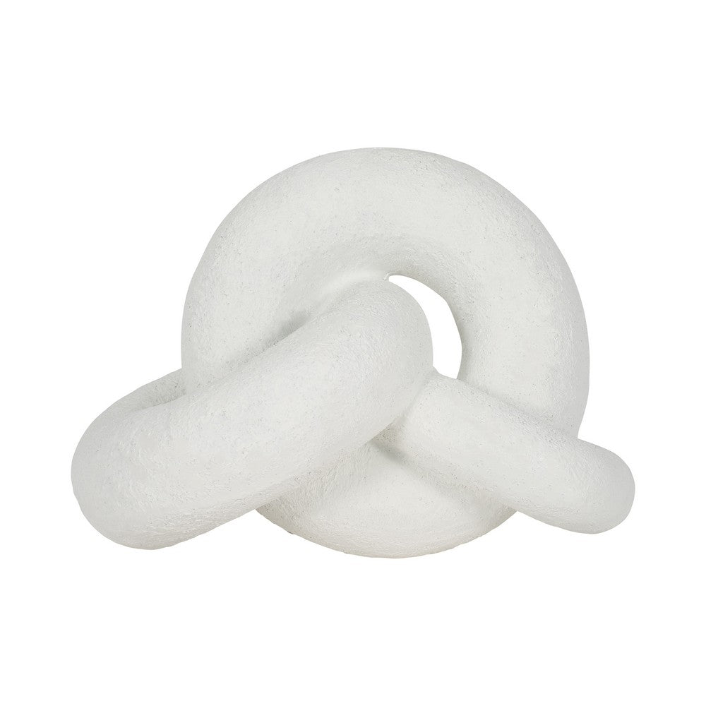 Juni Decorative Knot with Rough Textured Finish | White Resin 9"