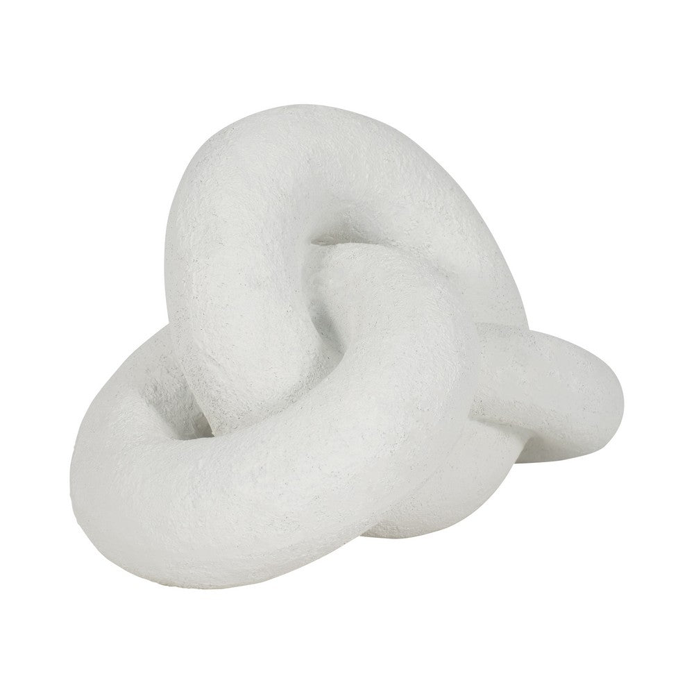 Juni Decorative Knot with Rough Textured Finish | White Resin 9"