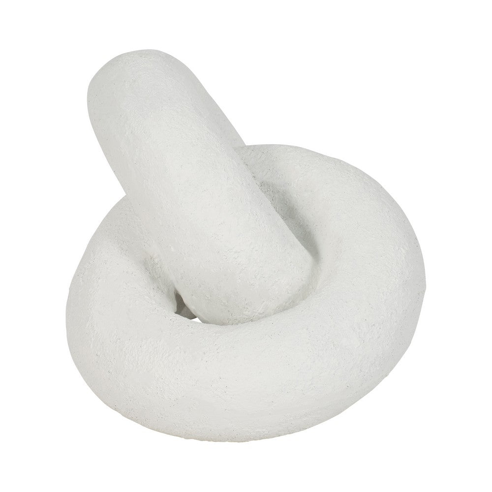 Juni Decorative Knot with Rough Textured Finish | White Resin 9"