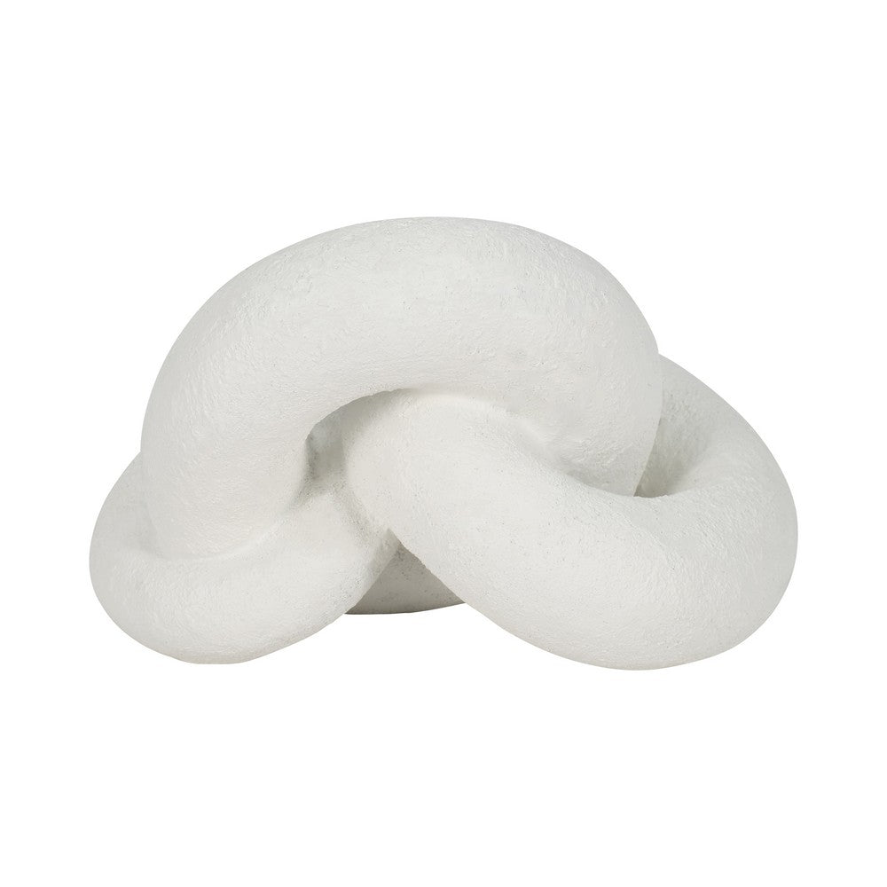 Juni Decorative Knot with Rough Textured Finish | White Resin 9"