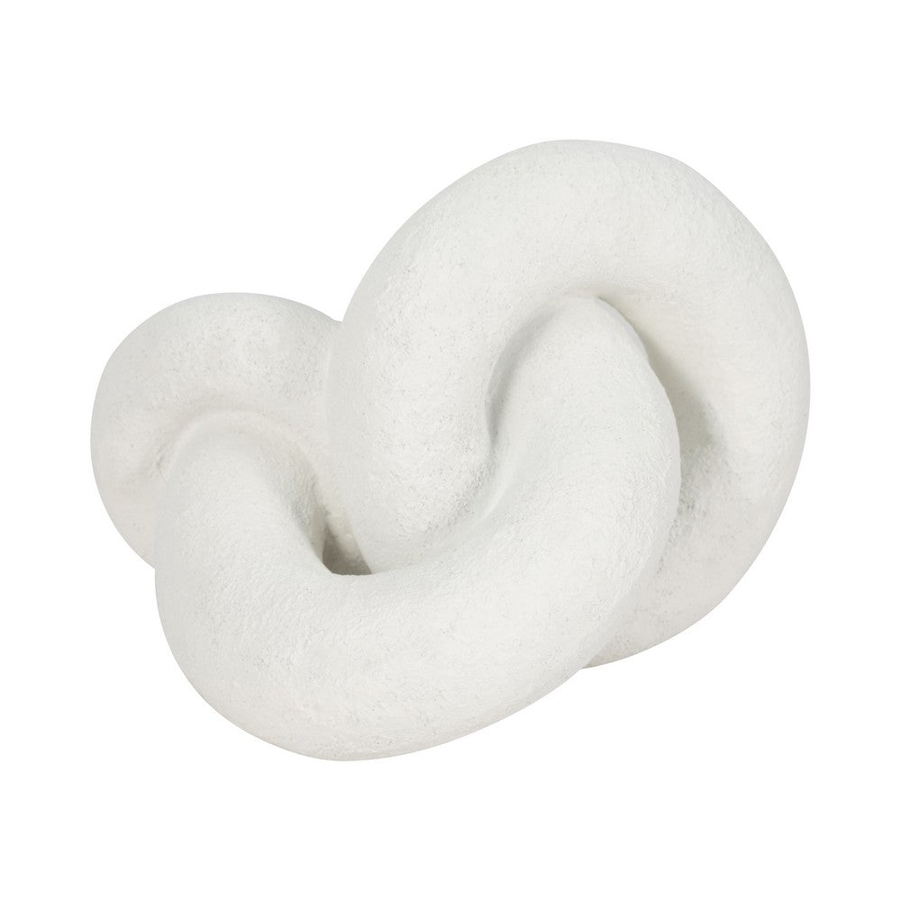 Juni Decorative Knot with Rough Textured Finish | White Resin 9"