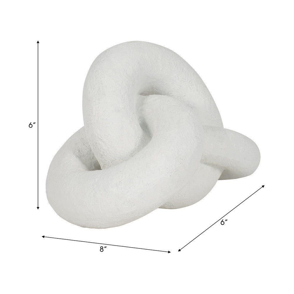 Juni Decorative Knot with Rough Textured Finish | White Resin 9"