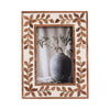 Wood Inlay Vine Frame for 5 x 7" Photo | Boho Style Brown | Ivory