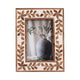 Wood Inlay Vine Frame for 5 x 7" Photo | Boho Style Brown | Ivory