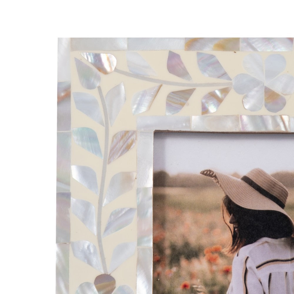 Decorative Photo Frame with Ivory Shell Pearl Inlay Design | 4x6 Interior