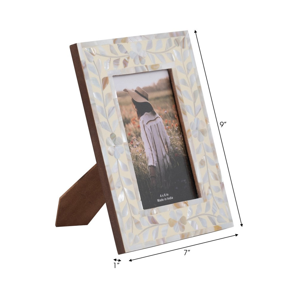 Decorative Photo Frame with Ivory Shell Pearl Inlay Design | 4x6 Interior