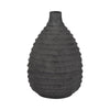 Decorative Textured Vase | Faded Black Ribbed Ceramic Design | 15"