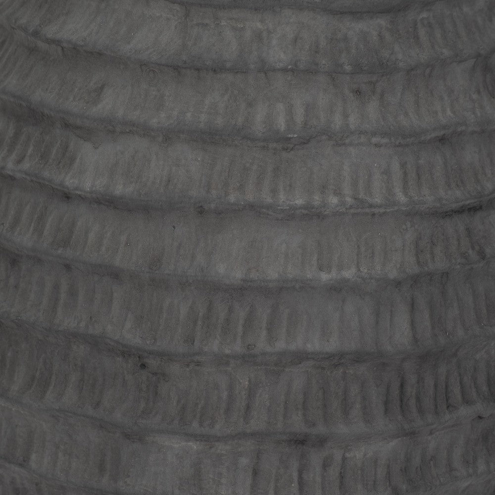 Decorative Textured Vase | Faded Black Ribbed Ceramic Design | 15"