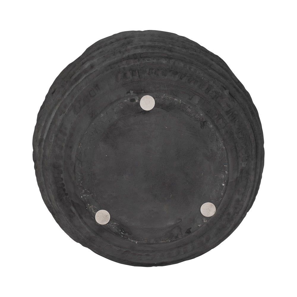 Decorative Textured Vase | Faded Black Ribbed Ceramic Design | 15"