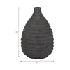 Decorative Textured Vase | Faded Black Ribbed Ceramic Design | 15"