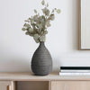 Decorative Textured Vase | Faded Black Ribbed Ceramic Design | 15"