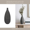 Decorative Textured Vase | Faded Black Ribbed Ceramic Design | 15"