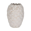 Decorative Flower Vase | Coastal Seashell Texture | 13" White Ceramic