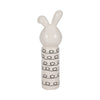 Decorative Squiggly Bunny Tabletop Accent w Gold Heart | White Ceramic