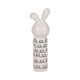 Decorative Squiggly Bunny Tabletop Accent w Gold Heart | White Ceramic