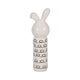 Decorative Squiggly Bunny Tabletop Accent w Gold Heart | White Ceramic